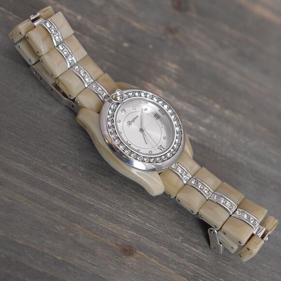 Brighton DANA POINT Ladies Watch Beige Silver Plated Works New Battery READ